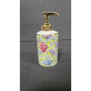 James Kent Floral Ceramic Soap Dispenser Gold Pump Made In England Bathroom